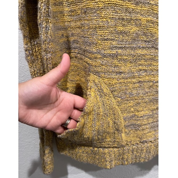 FREE PEOPLE Knit Pockets Yellow Grey Sweater - Picture 4 of 5